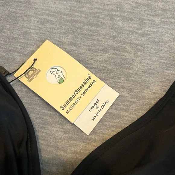 Summer Sunshine Maternity 1‎ piece black swimsuit front cross women’s L new - Picture 8 of 12